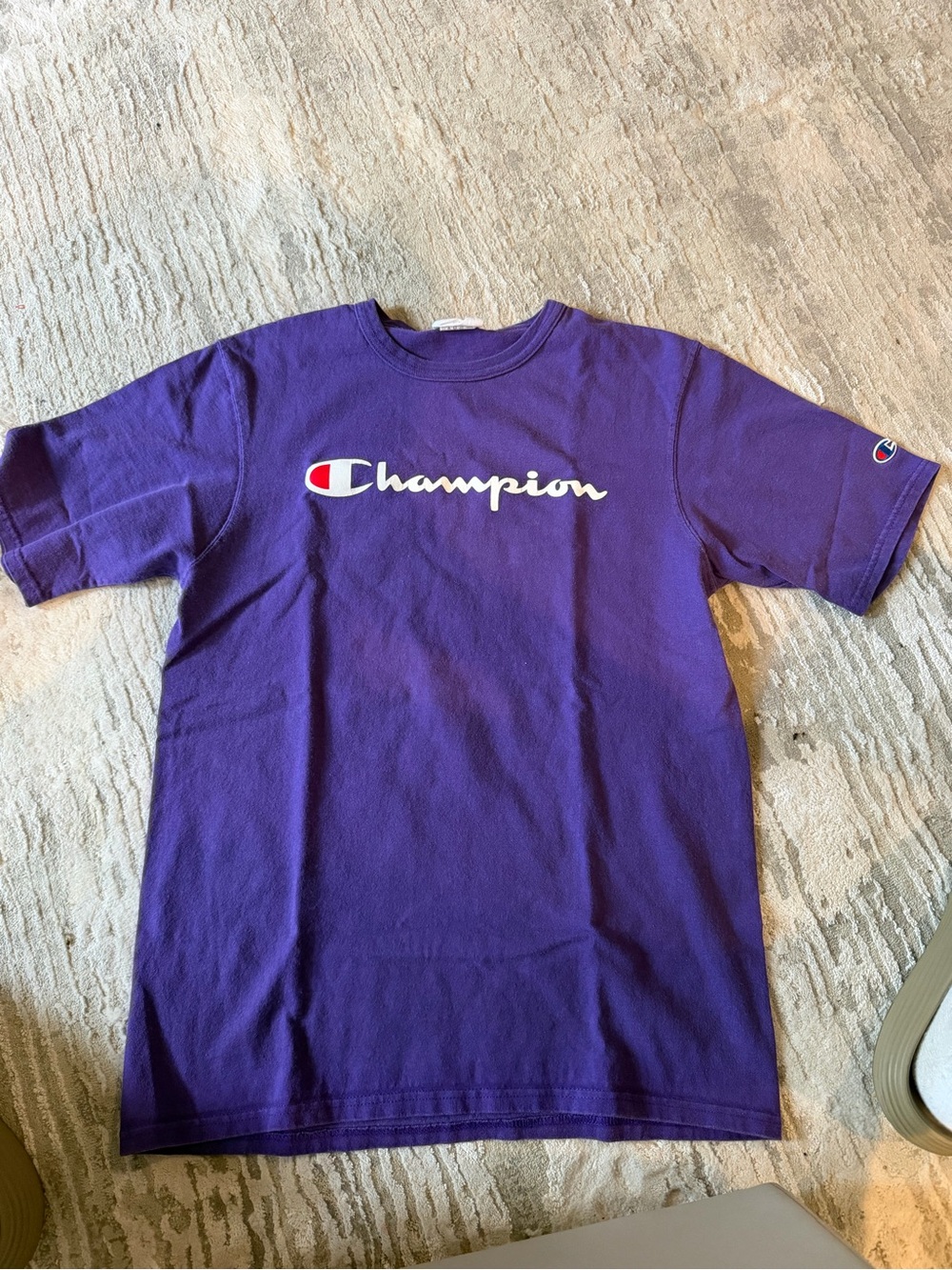 Champion Kids Purple Logo Tee with White Script